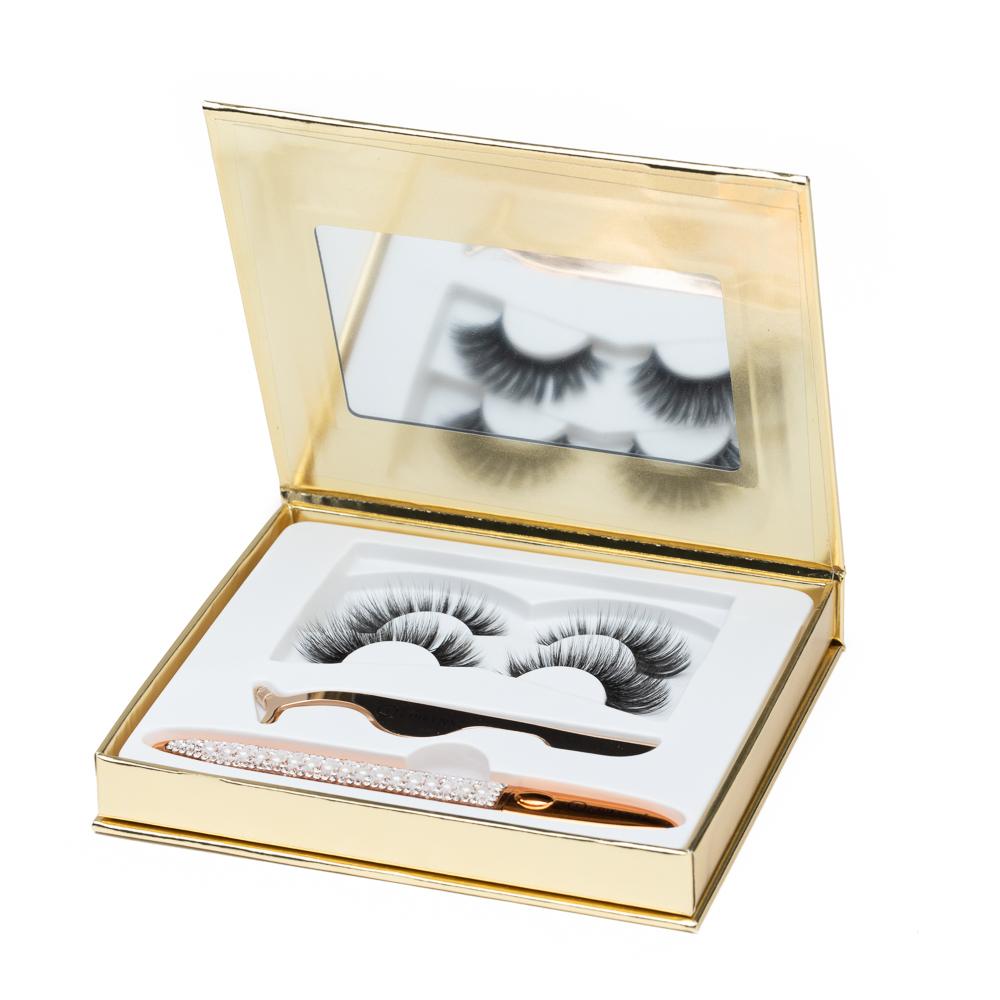 Natural False Eyelashes - No Glue Black Eyeliner and Lashes Kit